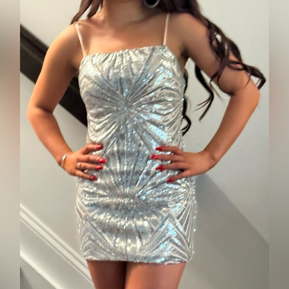 Lulus Lost In Your Eyes Silver Sequin Bodycon Mini Dress
